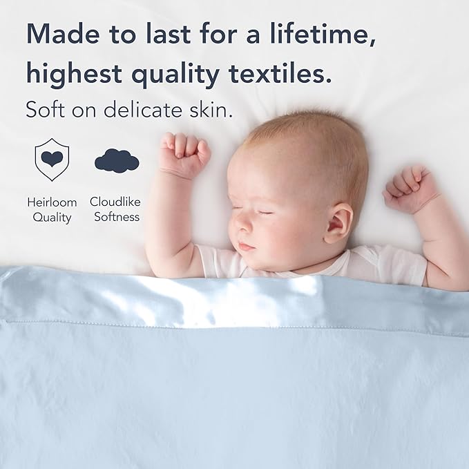 Little Giraffe Baby Blanket - Luxe Soft Blanket with Satin Trim - Baby Stroller Blanket - Newborn Baby Essentials & Baby Gifts - 29x35" - Blue