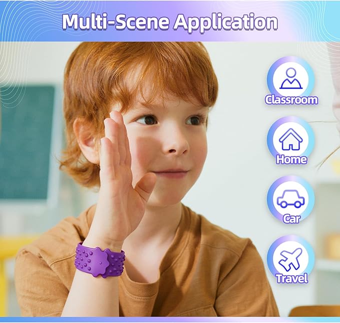 6PCs Textured Slap Bracelets Sensory Simple Dimple Fidget Toys for Kids with Autism & ADHD,Calming Tools for Anxiety & Stress Relief, Classroom Prizes Party & Special Needs Favor Gifts