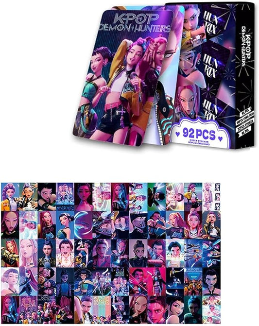 RTTUIOP 92 Pcs Korean Idol Demon Movie Hunters Cards Games Toys Collect Gifts Anime Style Cartoon Flash Card Party Favors Photocards Kpop Photocards Lomo Cards Set Waterproof Card