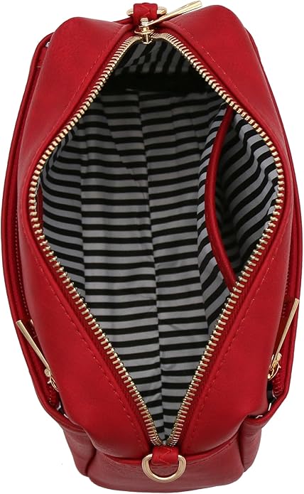 FashionPuzzle Triple Zip Small Crossbody Bag