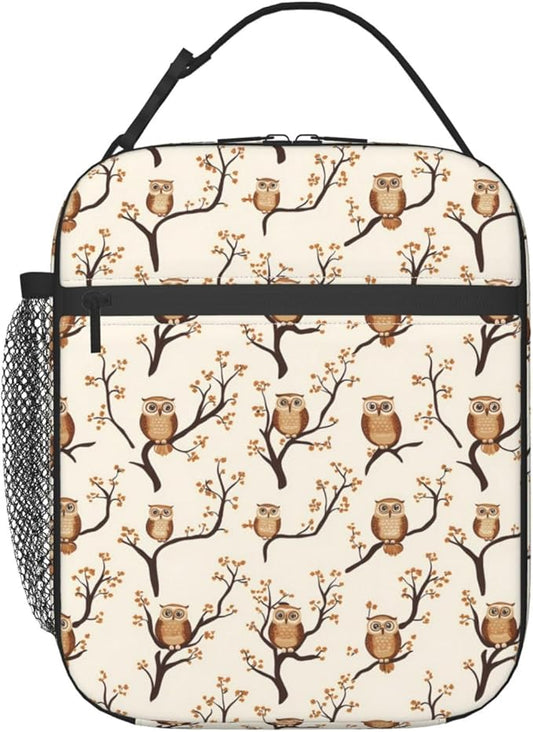 Owl Lunch Box Insulated Lunch Bag for kids Girls Boys,Reusable Lunch Box Containers for Women Men,Durable Cooler Tote Bag Lunchbox for Office/School/Picnic