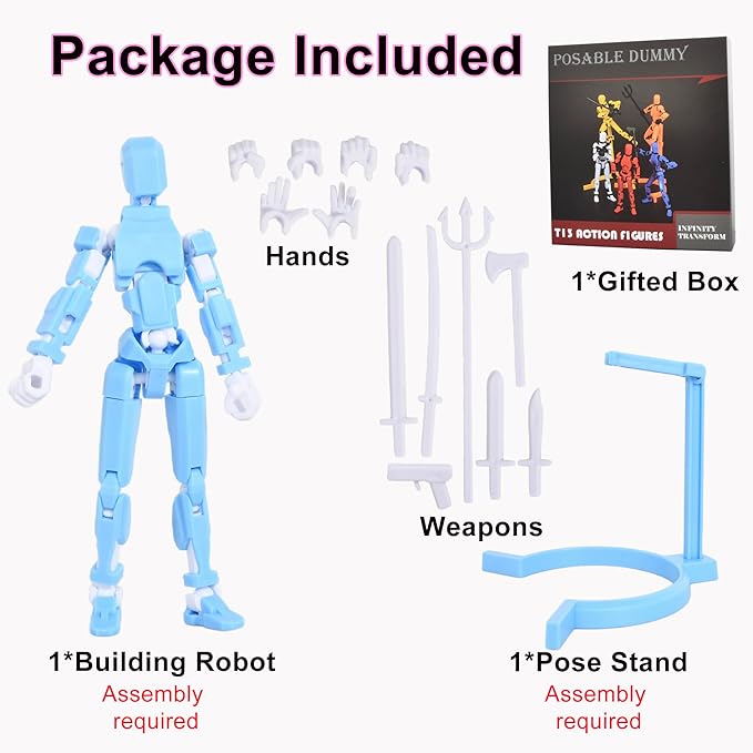 Creative Action Figure with Pose Stand,Building Toy Sets,3D Robot,Lucky Puppet Joints for Boys,Girls,Men,Women,Multi-Jointed Moveable Dummy Desk Decoration,Desktop Ornament for Game Lover (Bluey)