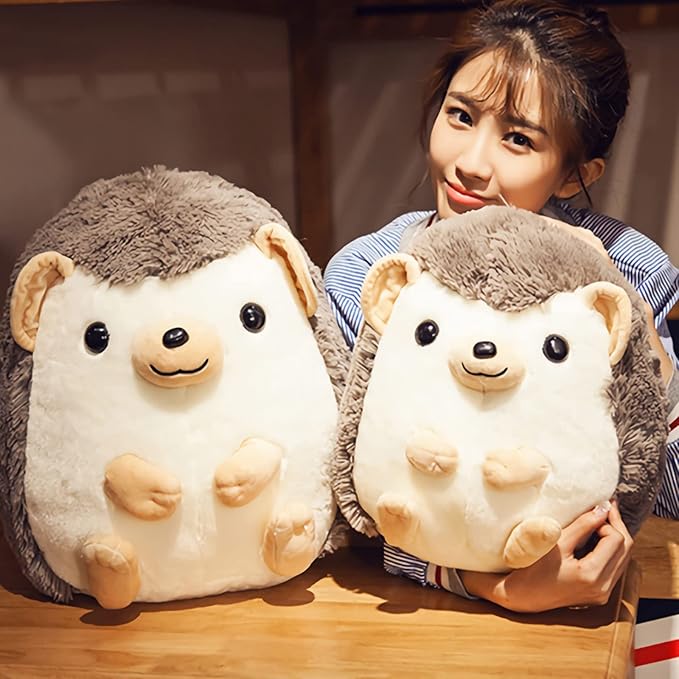 Hedgehog Stuffed Animal Plush Toy - 17.7'' Soft Gray Hedgehog Plush, Cute Stuffed Animal for Girls, Adorable Chubby Plush Doll Gift for Kids and Adults