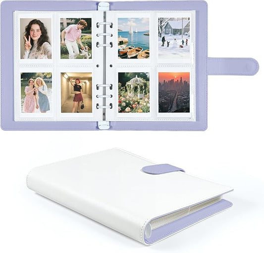 2x3 Photo Album,Refillable PU Leather A5 Photocard Binder with Adjustable Page,200 Pockets for Fujifilm Instax Mini 12 11 9 40 99 90 8 7 Evo LiPlay,Polaroid Snap PIC-300 Z2300 Instant Cameras (Purple)