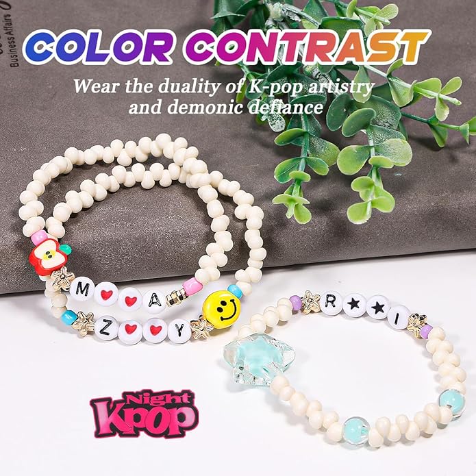 AICase for Korea-Pop Merch Toys gifts Inspired Smiling Friends Bracelets Costume 4 Pcs Stackable Stretch Friendship Beaded Bracelets Merchandise Jewelry Gifts for Fans Women Birthday Christmas_3135