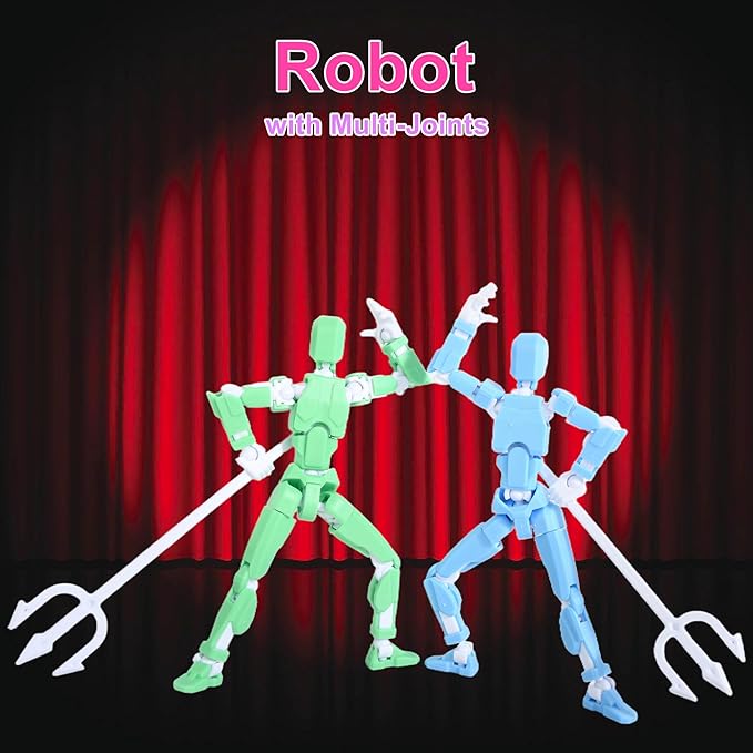 Creative Action Figure with Pose Stand,Building Toy Sets,3D Robot,Lucky Puppet Joints for Boys,Girls,Men,Women,Multi-Jointed Moveable Dummy Desk Decoration,Desktop Ornament for Game Lover (Green)