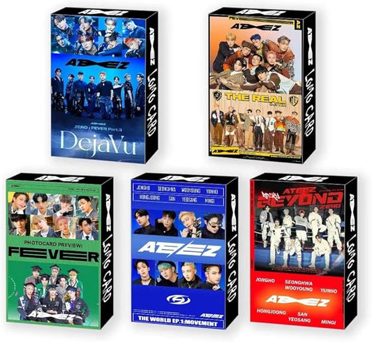 HOMRAA 5 Pack/150 Pcs Lomo Card Kpop Photocards Greeting Card with Postcards for Ateez