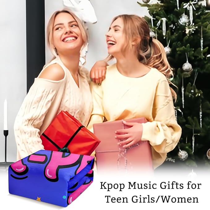 K-Pop Gifts for Teen Girls Women, K-Pop Music Throw Blanket, Christmas Day Gift for Kpop Fan, Just a Girl Who Loves Kpop