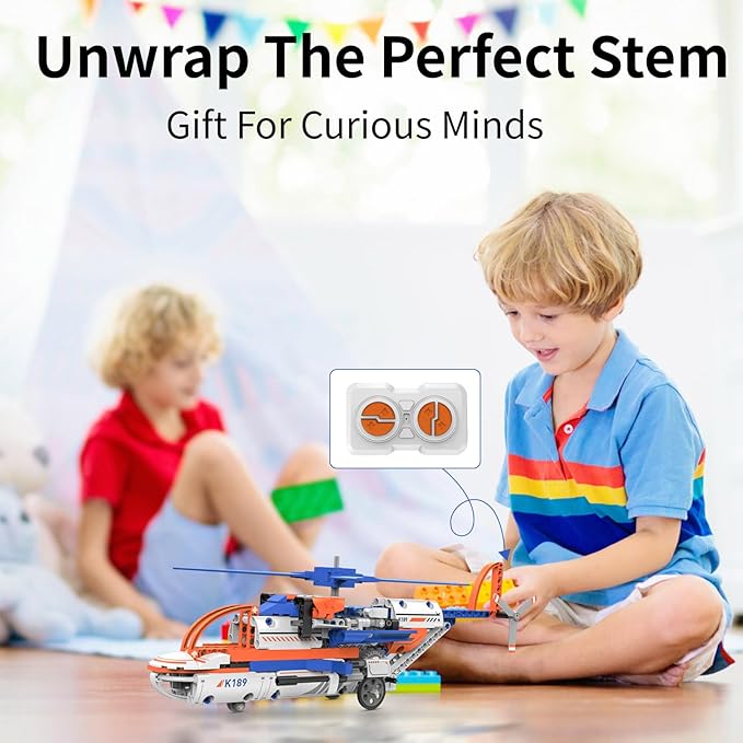 Airplane Building Set for Kids 6+, DIY Educational Robotics Building Kit, 5 in 1 Blocks App & Remote Control Airplanes STEM Toy, Programming Robotic Creative Toy Gifts for Boys and Girls
