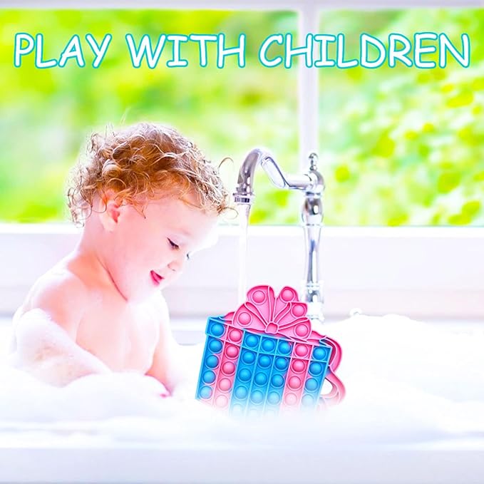 QETRABONE 4 Pcs Birthday Cake Crown Fidget Toys for Girl, Pop Fidget Toys Gift Bubbles Toy, Pizza Silicone Fidget Sensory Squeeze Bubbles Toy, Stress Relief Anti-Anxiety Autism