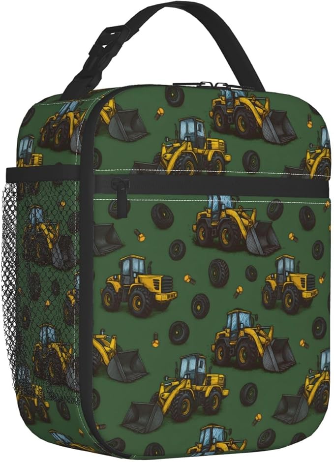 Construction Truck Lunch Box for Boys Kids, Cartoon Tire Reusable Thermal Insulation Cooler Tote Bags, Fun Builder Vehicle Insulated Bag for School Picnic Camping Outdoor Travel, Gifts