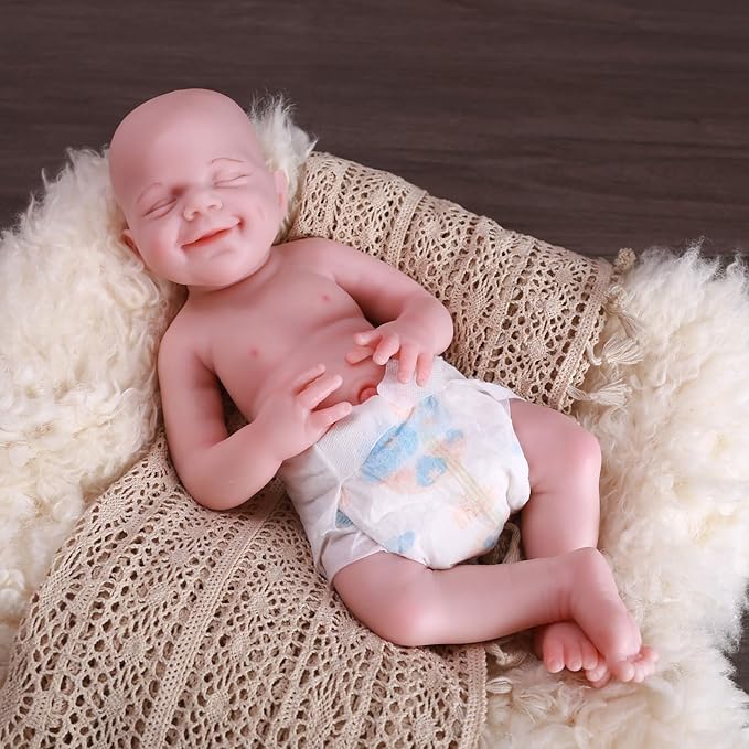 18.5 inch Realistic Full Silicone Baby Doll Can Drink Water, Lifelike Reborn Baby Dolls, Toy, and Collectible Bald Boy (Drinkable Boy)