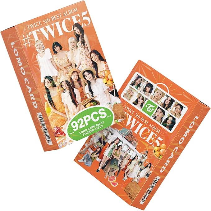 Twice 5th Photocards TWICE5 Albuum Cards Kpop Merch Gift for Once Fans, 60 PCS Lomo Card Set with 32 PCS Sticker