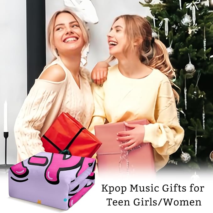 K-Pop Gifts for Teen Girls Women, K-Pop Music Throw Blanket, Christmas Day Gift for Kpop Fan, Just a Girl Who Loves Kpop