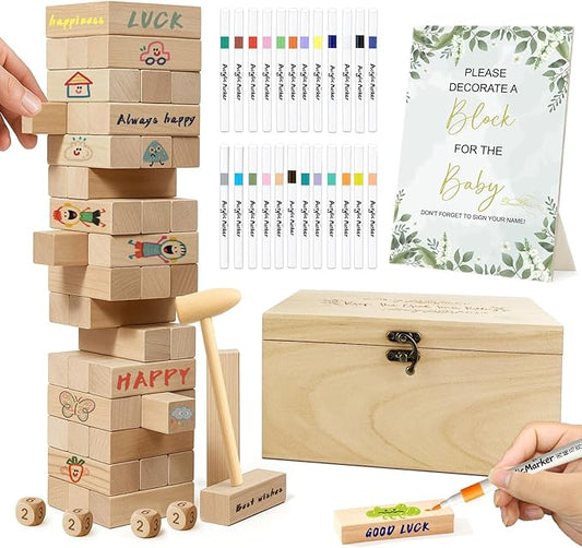 101Pcs Baby Shower Games Blocks to Decorate Kit, Baby Shower Ideas Activities for Stacking, Building & Drawing, Suitable for Boy Girl Party Game, Decorations, Favors