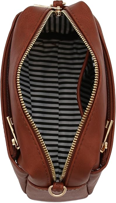 FashionPuzzle Triple Zip Small Crossbody Bag