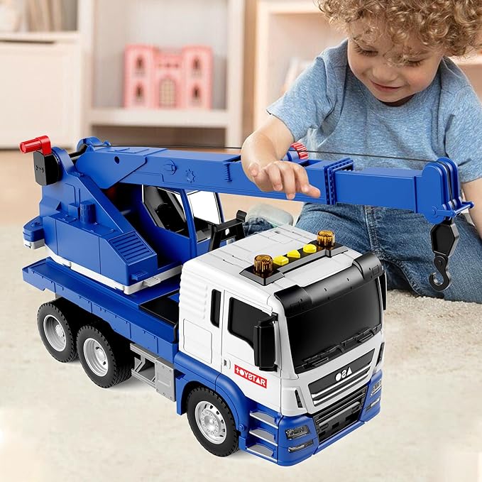 Dwi Dowellin Crane Truck Toy for Toddlers 2-4, 3-5 | Construction Toy with Rotating Arm, Sound & Lights | Trucks for Boys Kids,Gift for 3 4 5 6 Year Old Boys