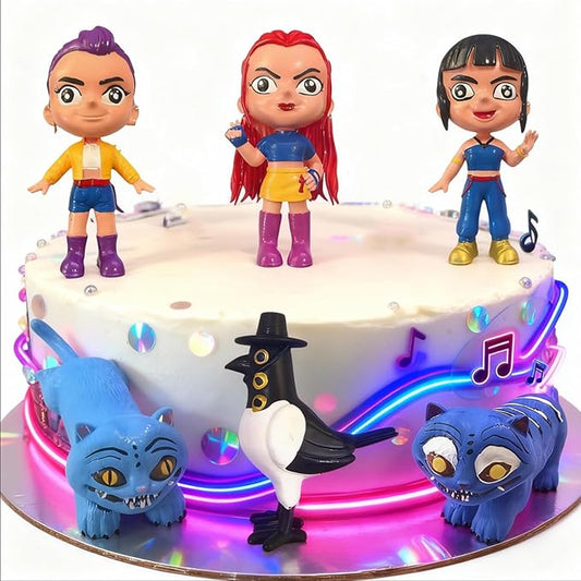 6 pcs Korean Idol Demon Hunters Cake Toppers Character Set of Action Figures Toys，Korean Idol Demon Hunters Mini Figurines Dolls Birthday Party Supplies Car Desktop Birthday Decorations