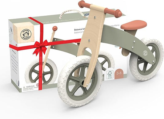 Speedy Monkey Wooden Balance Bike – Ergonomic Design with Cushioned Seat & Low Stride Frame, Safe & Comfortable for Toddlers, Develops Motor Skills & Balance, Ideal for Ages 3-6, Bike for Beginners