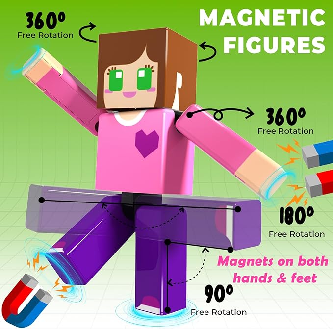 Magnetic Building Blocks - 474 Pcs Magnetic Blocks for Kids Ages 4-8, Magnet Cubes Stacking, STEM Toys, Christmas Birthday Gift for 3 4 5 6 7 8-12 Year Old Boys Girls (Patent Pending)