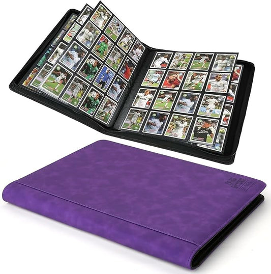 Premium Ringless Trading Card Binder - 1024 Capacity, 16 Side-Loading Pockets per Page, Archival Quality Protection & Anti-Slip Spine for TCG, MTG, Sports Cards (Purple)