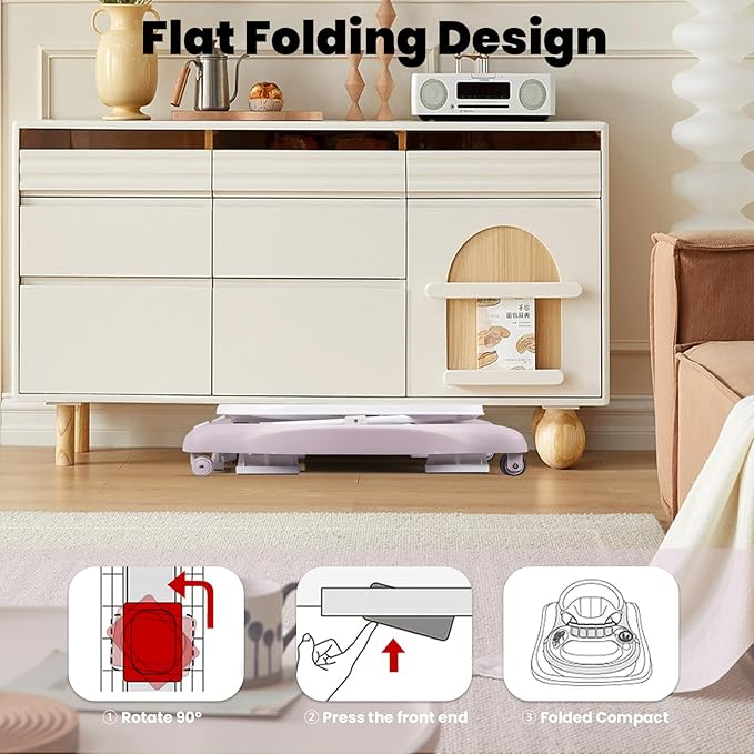 Baby Walker, 5-in-1 Baby Walkers for Boys and Girls 6-12 Months with Bouncer, Removable Footrest, Feeding Tray & Music, Foldable & Adjustable Activity Walker for 6-18 Months Toddler Infant