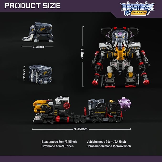 BEASTBOX MECHABEAST BMM-01 PSYCHOTRAIN Deformation Toys Action Figure, Transforming Mecha Elephant & Train, for Boys & Collectors, Ages 8+
