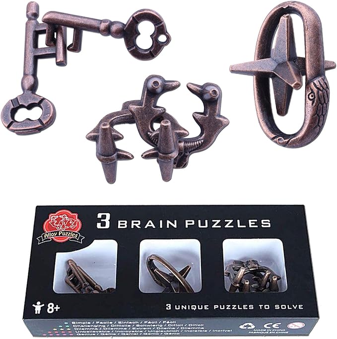 Brain Teaser Puzzle for Adults Puzzles Metal Hole Lock Adult Educational Toy Jigsaw IQ Puzzle (Ferrous)