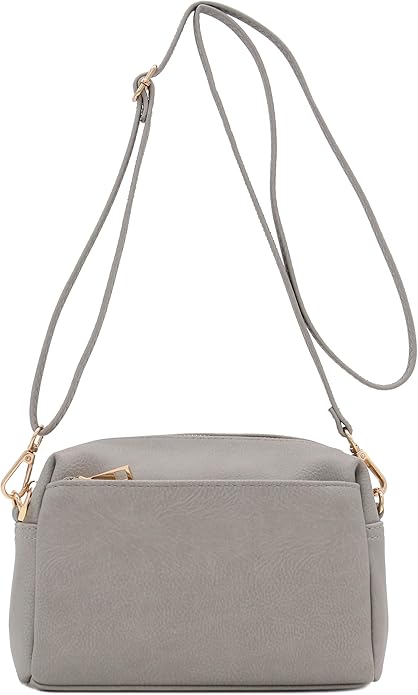 FashionPuzzle Triple Zip Small Crossbody Bag