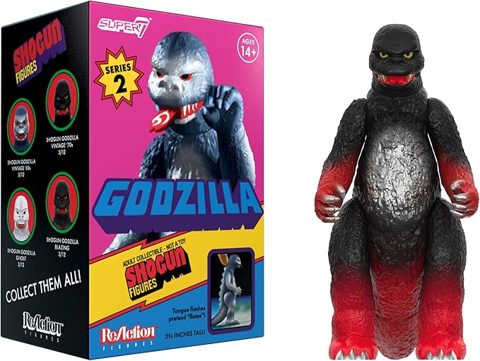 Super7 Toho Shogun Godzilla Blind Box Flat Reaction Figures - (12 Pack) 3.75" Toho Godzilla Action Figures Classic Movie Monster Collectibles and Retro Toys