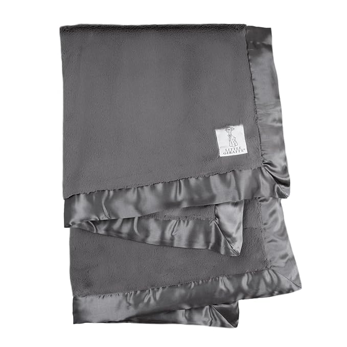 Little Giraffe Baby Blanket - Luxe Soft Blanket with Satin Trim - Baby Stroller Blanket - Newborn Baby Essentials & Baby Gifts - 29x35" - Charcoal