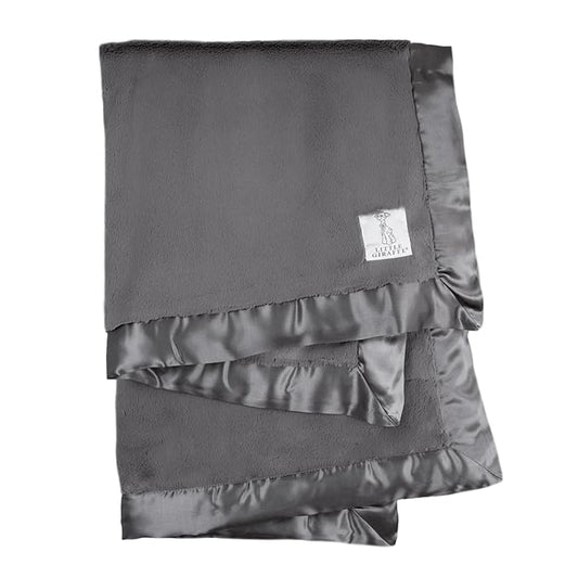 Little Giraffe Baby Blanket - Luxe Soft Blanket with Satin Trim - Baby Stroller Blanket - Newborn Baby Essentials & Baby Gifts - 29x35" - Charcoal