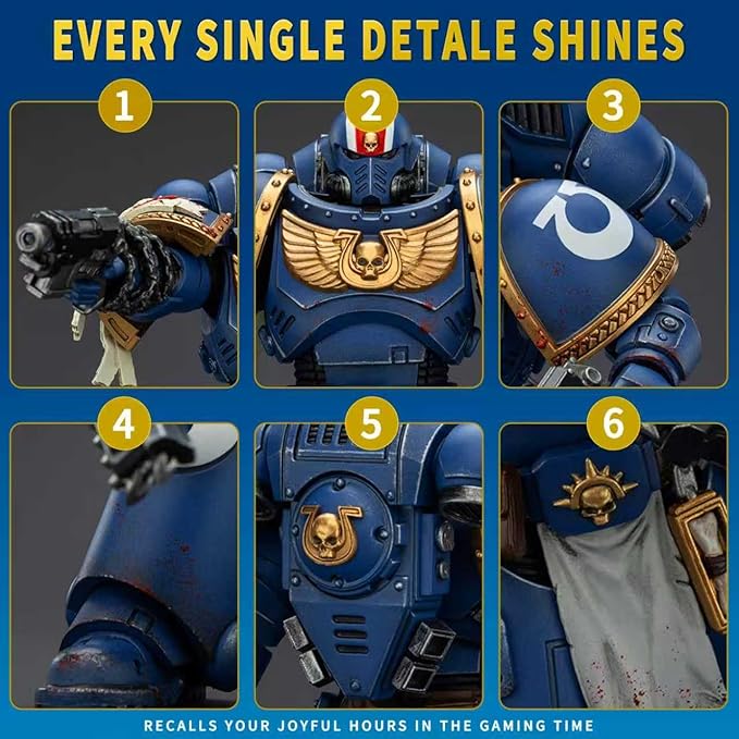 JOYTOY Warhammer 40k Action Figure 1：18 Scale 5.0inch Space Marines Ultramarines Lieutenant Titus-Collectors Edition Anime Figures for Collectible and Displayable Model