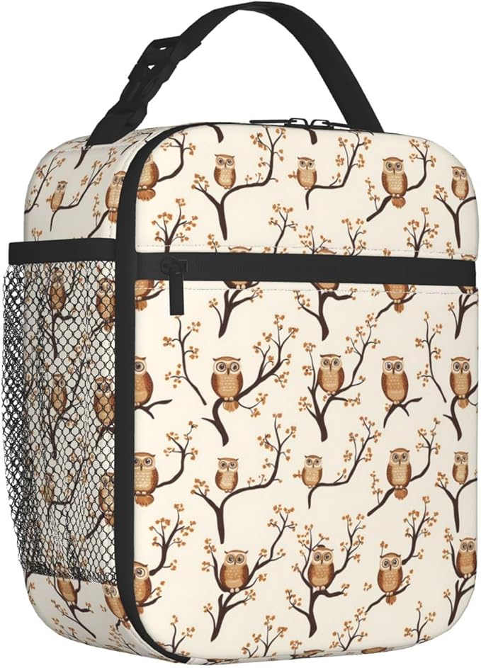 Owl Lunch Box Insulated Lunch Bag for kids Girls Boys,Reusable Lunch Box Containers for Women Men,Durable Cooler Tote Bag Lunchbox for Office/School/Picnic