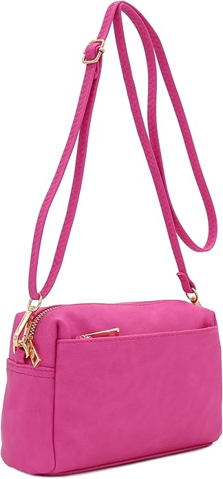 FashionPuzzle Triple Zip Small Crossbody Bag