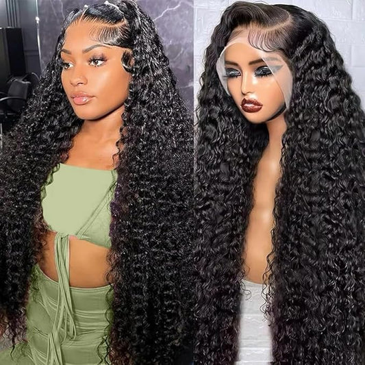 26 Inch Deep Wave Lace Front Wigs Human Hair 13x4 HD Lace Front Wigs 200 Density Human Hair Pre Plucked Glueless Wigs with Baby Hair