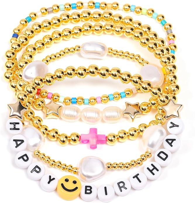 AICase for Kpop Merch Toys Gifts Birthday Decorations Bracelets 5 Pcs Stackable Stretch Friendship Beaded Bracelets k pop Costume Doll Merchandise Jewelry Gifts for Fans Women Christmas
