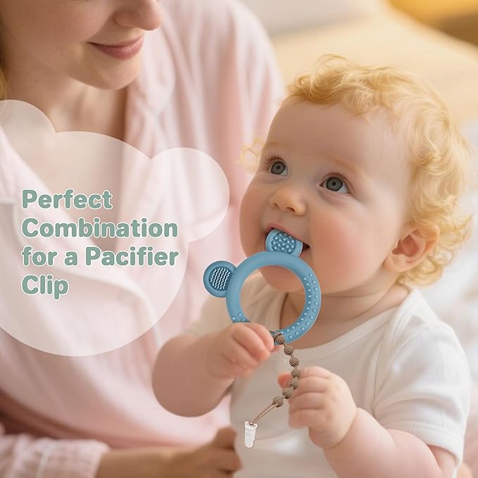 Teething Toys 3-6 Months, 3 Pack Silicone Teethers for Babies 6-12 Months, BPA Free Soft Textured Teething Relief Soothing Sore Gums Baby Essentials