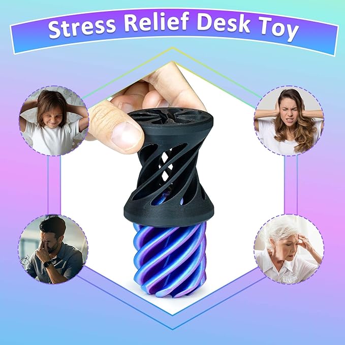 3PCS Impossible Cone,3D Printed Spiral Cone Fidget Toys,Impossible Pyramid Passthrough Sculpture,Stress Relieving Toys for Adults and Kids,Stocking Filler White Elephant Gifts (Purple+Black)