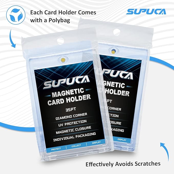 100ct Magnetic Card Holder 35PT, One Touch Card Holder for Trading Card, Card Protectors Hard Plastic, Card Sleeves Display Case for Baseball Card Sports Cards