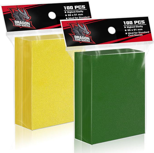2 Colors Trading Card Sleeves,Toyopeny Matte Card Sleeves for Standard Card,Plastic Card Sleeve Fit for Baseball,Football,MTG,Magic,Yugioh,Sports Cards(Green-Yellow)