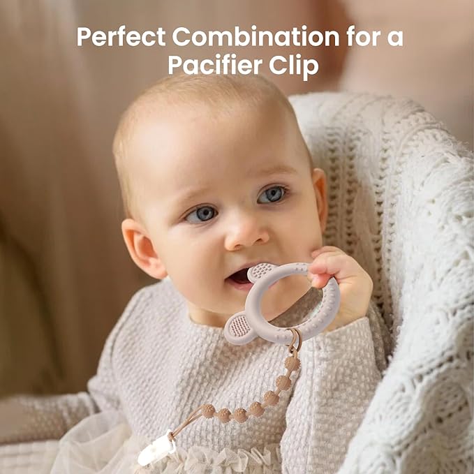 Teething Toys 3-6 Months, 3 Pack Silicone Teethers for Babies 6-12 Months, BPA Free Soft Textured Teething Relief Soothing Sore Gums Baby Essentials