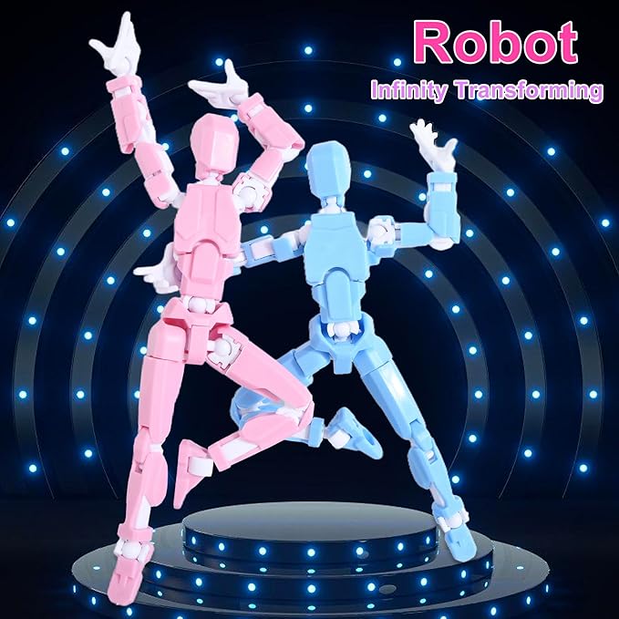 Creative Action Figure with Pose Stand,Building Toy Sets,3D Robot,Lucky Puppet Joints for Boys,Girls,Men,Women,Multi-Jointed Moveable Dummy Desk Decoration,Desktop Ornament for Game Lover (Bluey)