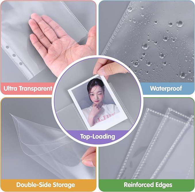 Antner A5 Kpop Photocard Binder 6-Ring Card Collector Album with 40 Pack Card Sleeves, PU Leather Photocard Holder Book with Multi-Size Photo Protectors for Organizing Trading Cards, Pink A5 Binder