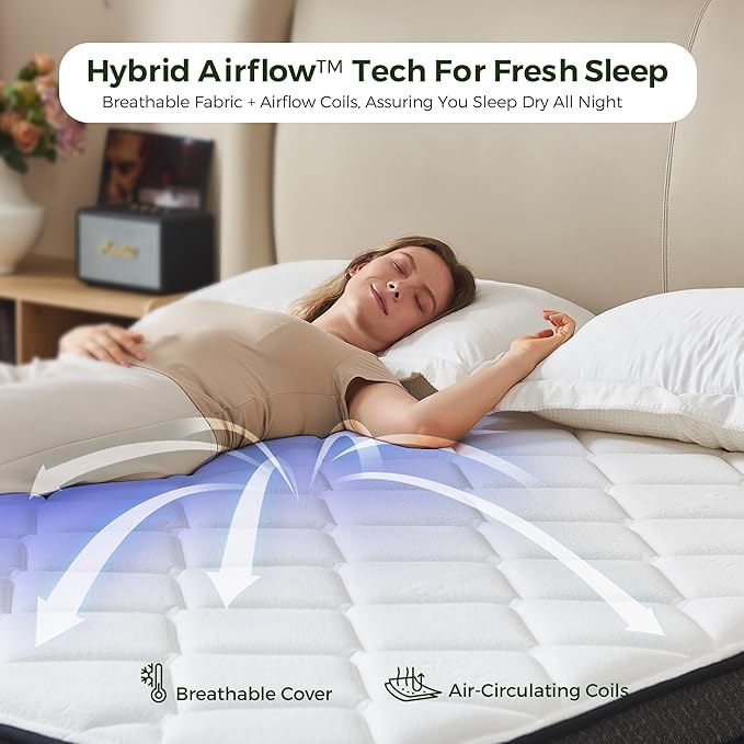 Yantan Twin Mattress 10 Inch Twin Size Hybrid Mattress with Memory Foam and Pocket Spring for Spine Support & Cooling Comfort, Medium Firm Mattresses, Certified Safe and Fiberglass-Free