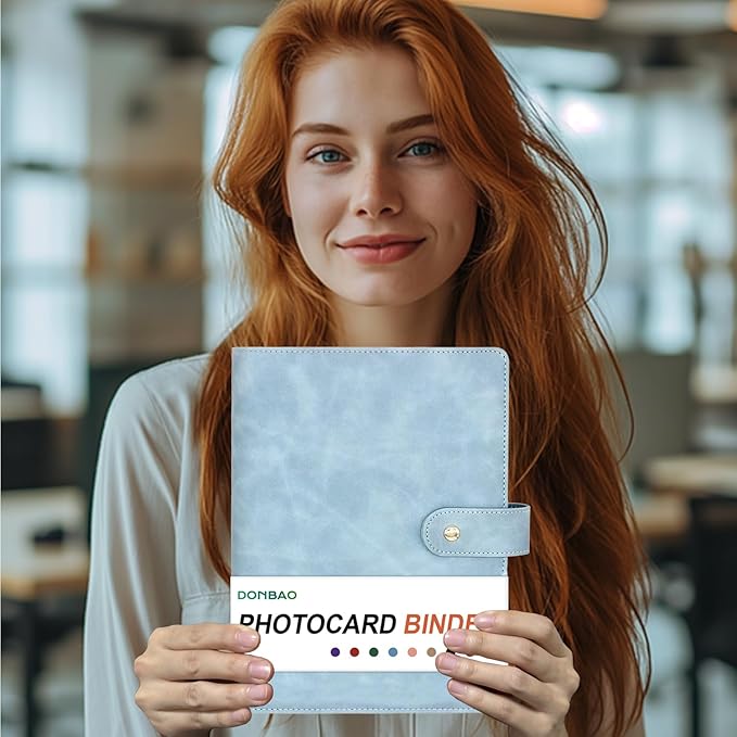 A5 Kpop Photocard Binder, 6 Ring Binder Collector’s Album with 240 Card Slots, PU Leather Cover for Organizing K-Pop, Trading Cards, Game Cards & Memorabilia (Blue)