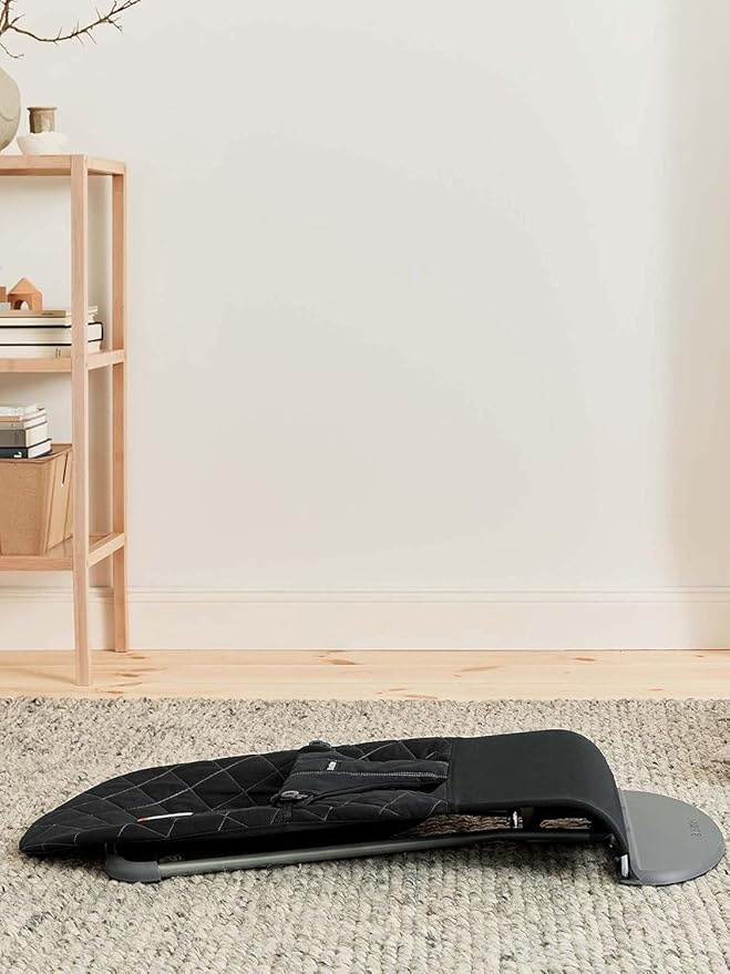 BabyBjörn Bouncer Bliss, Black, Woven, Classic Quilt | 2-in-1 Adjustable Baby Bouncer Seat and Toddler Chair, Newborn to Toddler (8-29 lbs), 4 Positions, Lightweight & Portable