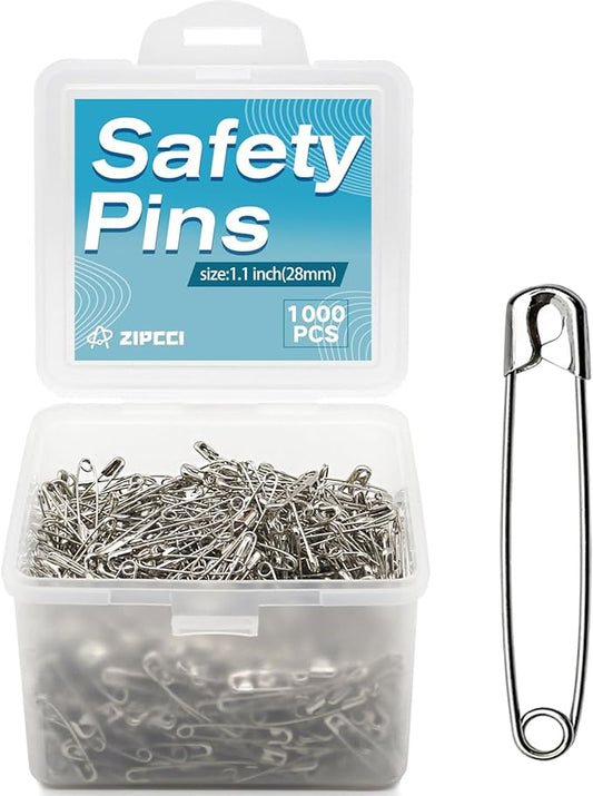 ZIPCCI 1000 Pcs 1.1 inch Nickel Plated Mini Safety Pins