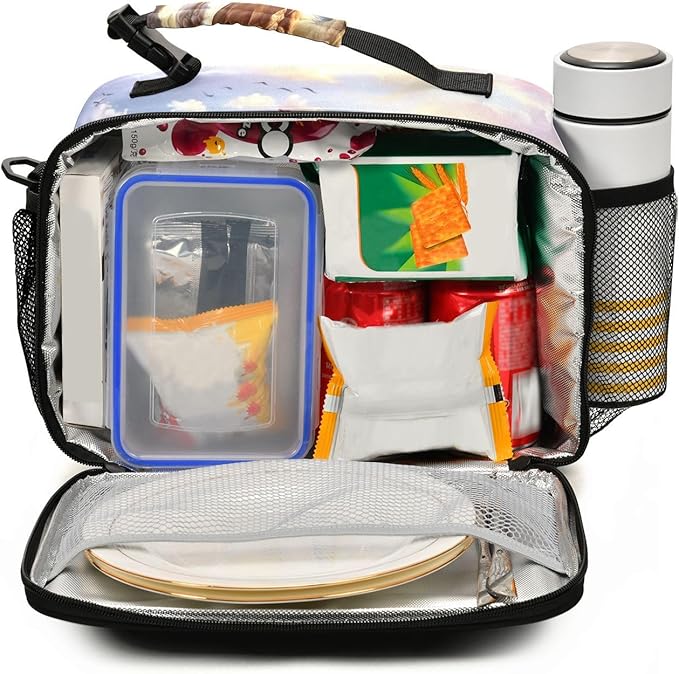 ALAZA Horses Kids Lunch Box Lunchbox Insulated Reusable Meal Container Lunch Bag with Shoulder Strap for School Girls Boys