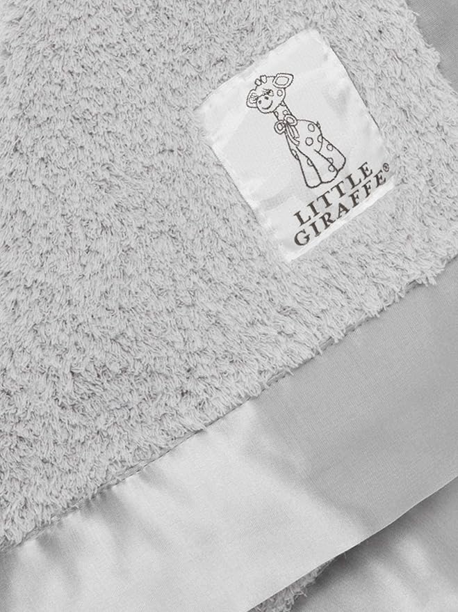 Little Giraffe Baby Blanket - Blanky - Soft Blanket with Satin Trim - Baby Stroller Blanket - Newborn Baby Essentials & Baby Gifts - 17 x 17 - Silver